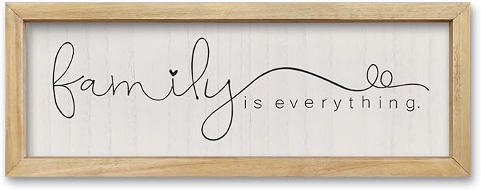 comurdyo Family is Everything Sign Wall Decor 16"×6" Family Wood Framed for Living Room Entryway Home Hanging Plaque Wall Art (Wood)
