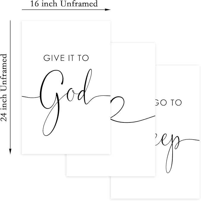 Pennclys Give It to God and Go to Sleep Sign Canvas Wall Art Above Bed Wall Decor for Bedroom Bible Verse Prints Farmhouse Bedroom Pictures Artwork for over the Bed 16x24x3 Inch Unframed
