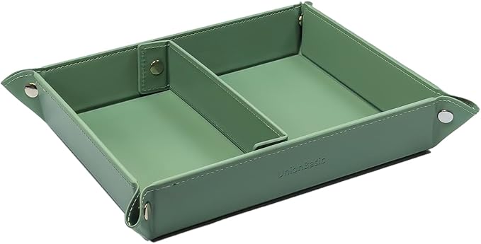 UnionBasic Medium Valet Tray, Jewelry Tray for Rings Earrings, Entryway Catchall Caddy for Coins Keys Change, Nightstand Bedside Valet Holder, Trays for Electronic Gadgets, Malachite Green Plus