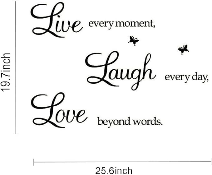 Rertcioph Live Every Moment,Laugh Every Day,Love Beyond Words,Wall Sticker Motivational Wall Decals,Family Inspirational Wall Stickers Quotes