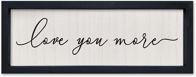 SRSZHIYUE I Love You More Sign16 X6 Vintage Love Quotes Theme Couples Wall Decor Framed Wood Above Over Bed for Master Bedroom Minimalist Wedding Gift Wall Art Hanging (Black)