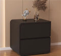 Minimalist Bedside Table Wood Bedside Furniture, Leather Nightstand with 2 Drawer Storage Modern Night Stand for Bedroom, Living Room, 17.7x15.7x18.9inch(Dark Gray,Left)