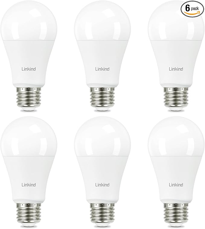 Linkind A19 LED Light Bulb, 100W Equivalent Light Bulbs, 14W 5000K Daylight, 1600 Lumens Non-Dimmable LED Bulb, E26 Standard Base, Energy Efficient UL Listed, 6-Pack