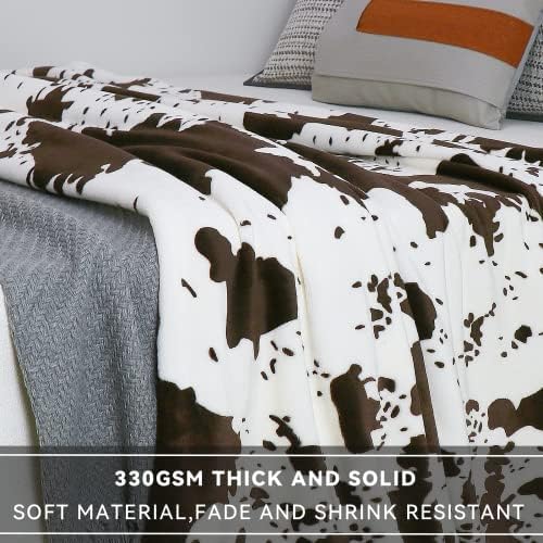 Queen Size Blankets for Bed - Extra Large Cow Print Fuzzy Fleece Blanket Queen, Luxury Cozy Country Decor for Bedroom & Living Room - Lightweight Warm Bedding Gifts for Women, Men & Couples 90" x 90"