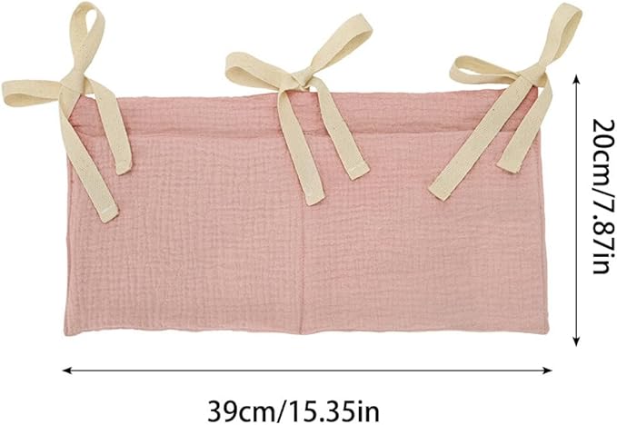 2 Pack Baby Crib Hanging Storage Bag, 2-Pockets Baby Crib Side Organizer Crib Hanging Organizer for Diapers, Toys, Clothing