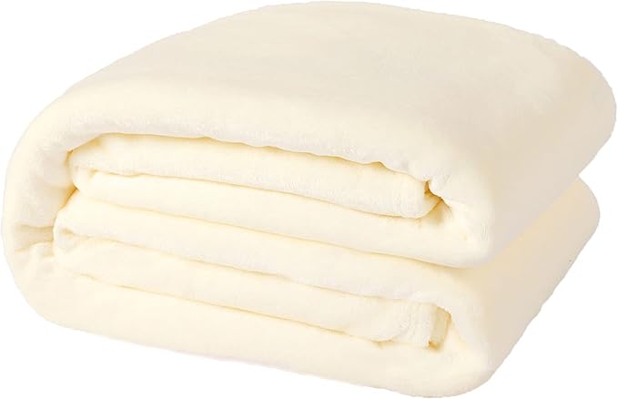 NANPIPER Fleece Blankets, Super Soft Flannel King Size Blanket for Bed, Luxury Cozy Microfiber Plush Fuzzy Blanket,Ivory White