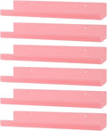 Dezzer 6 Pack Acrylic Shelves for Wall, 15" Acrylic Floating Shelves for Bathroom Bedroom, Invisible Bookshelf Wall Ledge Storage Shelf Books Perfume Toys Action Figure Display Shelves, Pink