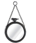 NIKKY HOME Shabby Chic Small Wall Mirrors Decor Decorative Metal Framed Hanging Round Mirror Vintage Rustic with Sparrow for Bathroom Living Room Office, Antiqued Black