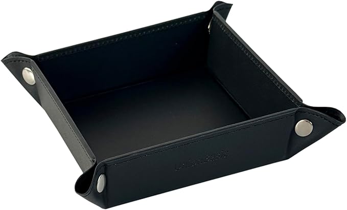 UnionBasic Small Valet Tray, Jewelry Tray for Rings Watches Earrings, Entryway Catchall Caddy for Coins Keys Change, Nightstand Bedside Valet Holder, Trays for Electronic Gadgets, Black