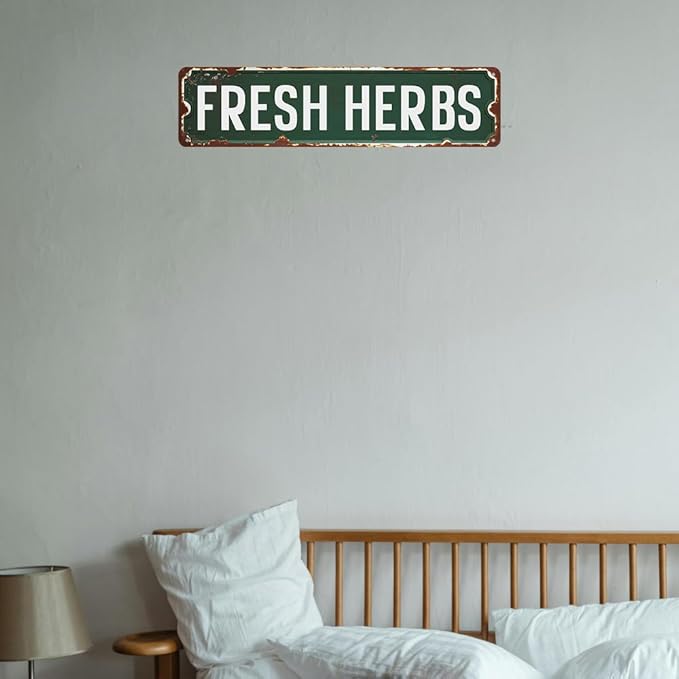 Fresh Herbs Sign Herb Garden Signs Vintage Tin Metal Signs For Home Kitchen Garden Farmhouse Wall Decor 16x4 Inches