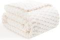 Vessia Flannel Fleece Twin Blanket, 3D Jacquard Cream Fuzzy and Warm Blanket for Couch, Sofa, Bed, 300GSM Super Soft Touch Cozy Home Decor for All Seasons (60x80 inches)