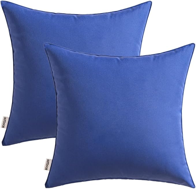 MIULEE Pack of 2 Decorative Outdoor Waterproof Pillow Covers Square Garden Cushion Sham Throw Pillowcase Shell for Spring Patio Tent Couch 16x16 Inch Royal Blue