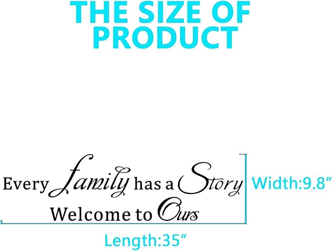 Motivational Home Wall Decals for Bedroom: Family Inspirational Quotes Vinyl Art Wall Stickers for Living Room Kitchen Apartment Bathroom - Every Family Has a Story 35" X 9.8"