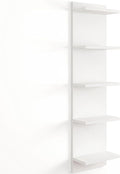 Fun Memories 5-Tier Wall Shelf Unit, 48" Tall Floating Storage Organizer for Bedroom, Living Room, and Home Decor, White Vertical Shelving Unit