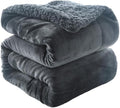 K.Garden Sherpa Fleece Throw Blanket for Couch Sofa, Super Soft Cozy Fuzzy Plush Blankets Fleece Thick Warm Blanket for Winter Reversible Thick Warm Blanket for Bed, Sofa, Black 6080