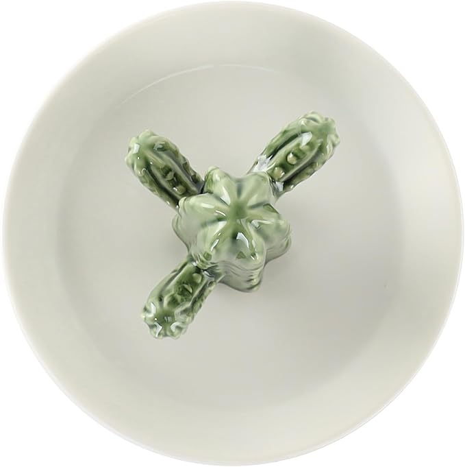 HOME SMILE Ceramic Cactus Ring Holder Cactus Ring Dish for Jewelry Cactus Decor for Friend Sister Birthday Wedding Anniversary Bridal Engagement Valentine's Gift for Women