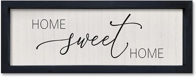 comurdyo Living Room Home Sweet Home Sign Wall Decor 16"×6" Small Home Vintage Farmhouse Minimalist for Wood Framed Dining Room Wall Plaque Hanging Horizontal Art Decor (Black)