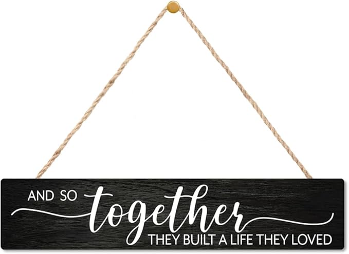 AGMDESIGN And So Together They Built A Life They Loved Wood Sign, Rustic Wedding Decor, Home Love Signs Decorations Gifts for Men Women Married Couple Friend Family