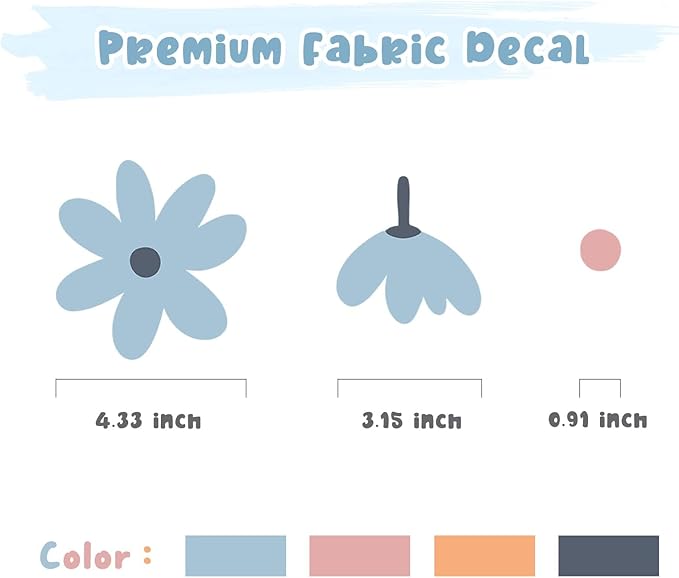 Daisy Wall Decals,Flower and Dots Retro Decor for Bedroom, Nursery, Kids’ Room(2)