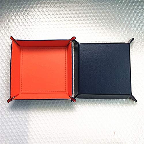Square PU Jewelry Leather Tray Bedside Storage Box for Key Phone Coin Wallet Watches Change(1Pcs), Blue