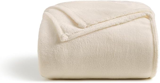 Cosy House Collection Everyday 1500 Series Fleece Blanket - Bedroom Essentials - All Season, Stays Fresh & Clean - Soft, Breathable & Skin-Friendly (Full/Queen, Cream)