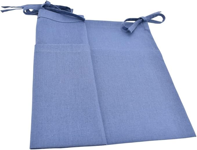 Linen Baby Bedside Hanging Storage Bag,2 Pockets Organizer for Baby Cribs and Toys (Blue)