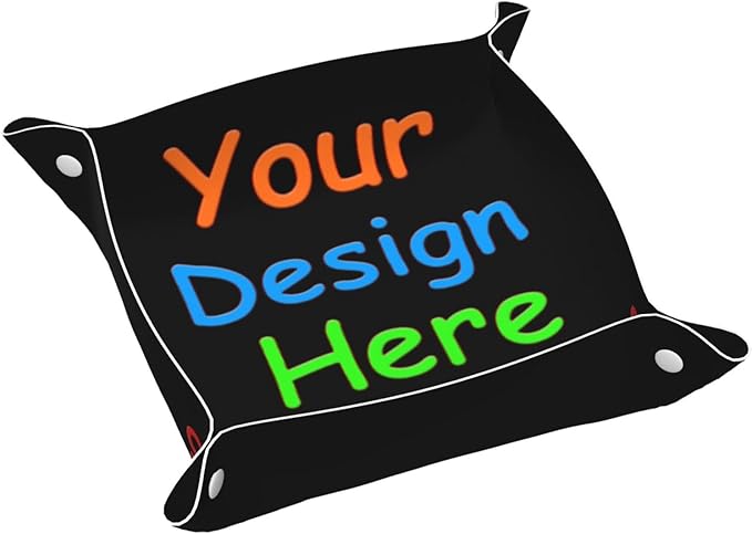 Personalized Valet Tray Custom Catchall Trays Key Organizer Leather Tray with Your Photo/Text, Customized Night Stand Organizer Bedside Vanity Trays