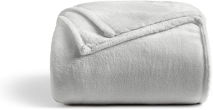 Cosy House Collection Everyday 1500 Series Fleece Blanket - Bedroom Essentials - All Season, Stays Fresh & Clean - Soft, Breathable & Skin-Friendly (Full/Queen, Silver)
