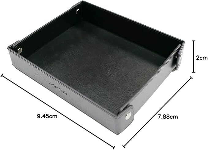 UnionBasic Medium Valet Tray, Jewelry Tray for Rings Watches Earrings, Entryway Catchall Caddy for Coins Keys Change, Nightstand Bedside Valet Holder, Trays for Electronic Gadgets, Black Plus