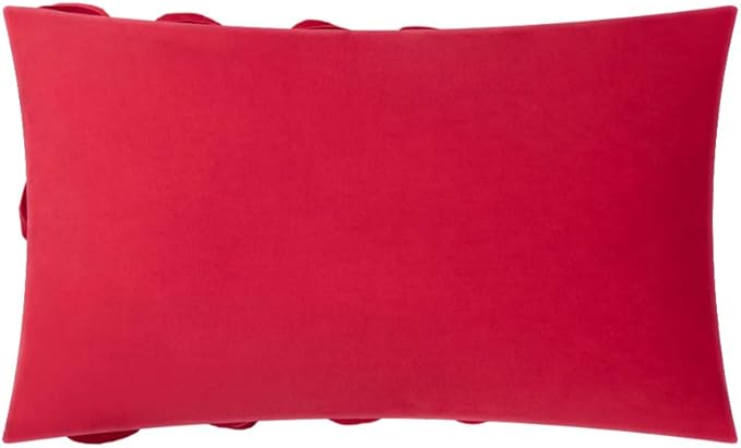 KINGROSE Handmade 3D Flower Throw Pillow Cover Decorative Cushion Cover Soft Pillow Case Sham for Sofa Couch Bed Living Room Home 12 X 20 Inches Velvet Christmas Red