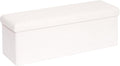 B FSOBEIIALEO Small Storage Ottoman Cube Sherpa Ottomans Foot Rest, Foldable Boucle Ottoman Bench, Faux Teddy Fur, Cream White 43.3"x15"x15"