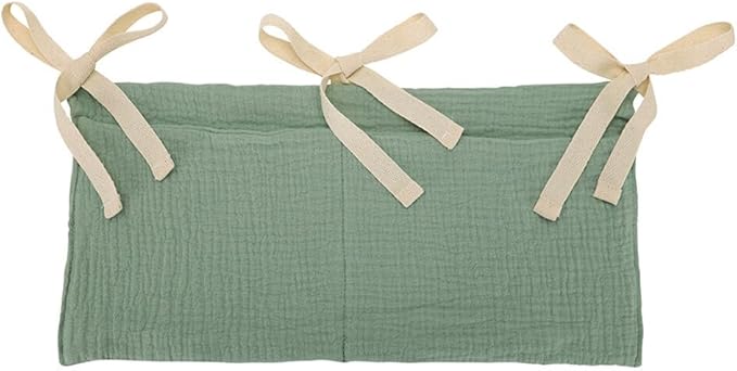 Cotton Baby Bedside Hanging Storage Bag, 2-Pack Hanging Diaper Organizer for Crib & Changing Table 2 Pockets Organizer for Baby Cribs and Toys