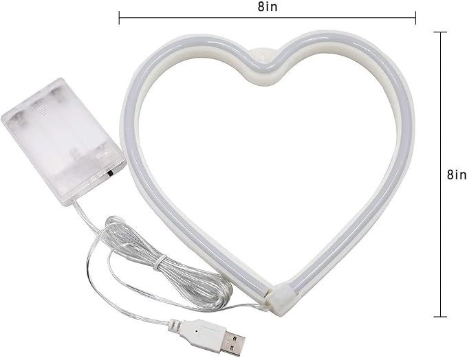 2-Pack Pink Heart Neon Sign, Neon Heart Lights Battery Operated or USB Powered For Valentines Day Decorations, LED Valentines Lights for Wedding Proposal Anniversary Mothers Day Girls’ Bedroom Decor