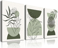 KBKBART Boho Wall Art Prints Set of 3, Neutral Abstract Geometric Canvas Artwork for Bedroom, Bathroom, Living Room, Office, 12"x16"