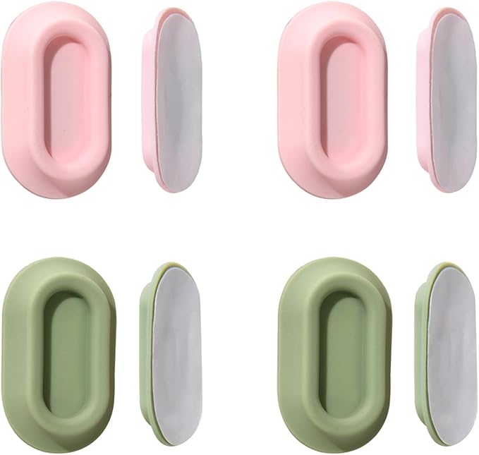 Magnetic Remote Control Holder Wall Mount - 4 Pcs No Drill Self-Adhesive Organizer for Air Conditioner & TV Remotes, Storage Caddy for Televisions Backside - Pink&Green