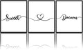 Bnesi Large 3 PCS Bedroom Wall Decoration Sweet Dream Metal Sign Bedroom Wall Decor Set Black And White Wall Art for Bedroom Wall Decor Above Bed Unique Wall Art (Dream)