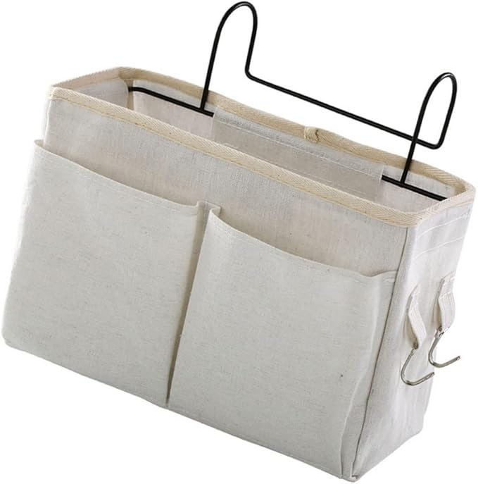 Bedside Hanging Storage Bag Caddy Pocket Nightstand Organizer Basket White for Bunk Bed Dorm Rooms9999bedside Hanging Storage Bag Bedside Caddy Bunk Bed Organizer Pocket