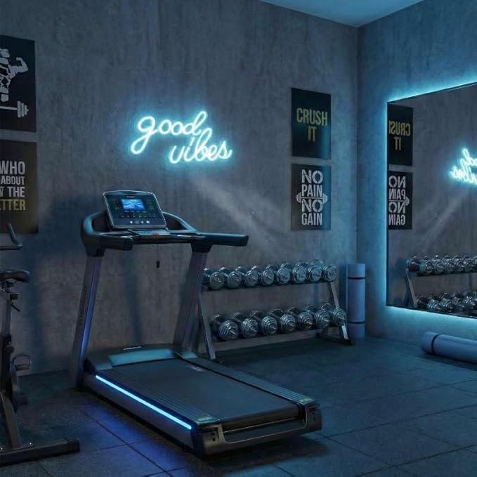 DECANIT Good Vibes Neon Sign Ice Blue, Cool LED Light for Wall Decor, Game Room, Man Cave, Bar, Streamer Setup, USB Powered Gamer Gift, 16.1x8.3 Inch