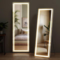 NEWBULIG Full Length Mirror with Stand 16"×60", LED Light Floor Standing with 3 Color Lighting for Bedroom Body Hanging Modern Simple Home Decor Wall Living Room Cloakroom