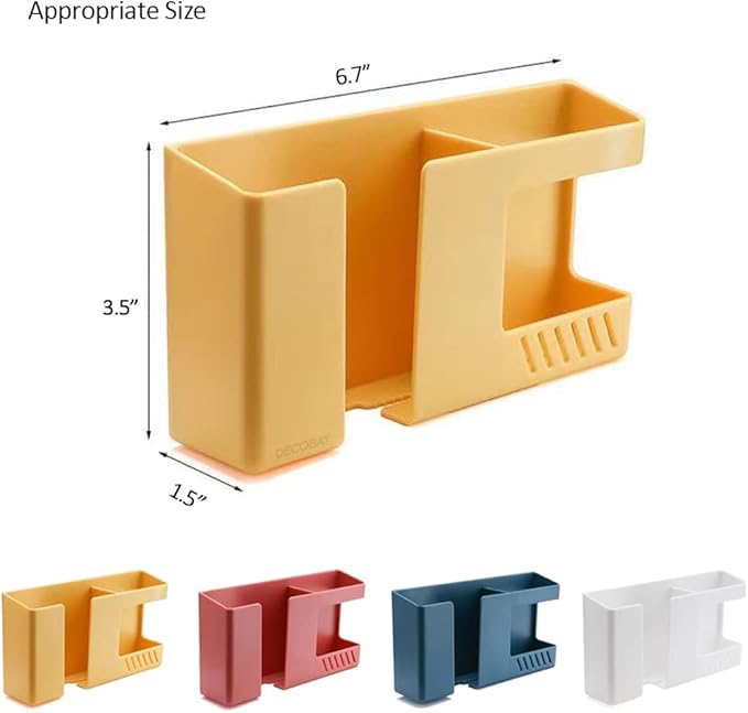 D3 Wall Mount Phone Holder, Punch-Free Wall-Mounted Mobile Phones Charging to Stand, Sticky Remote Control Storage Box Bedside Lazy Mobile Phone Rack, Multipurpose Storage Box (Yellow)
