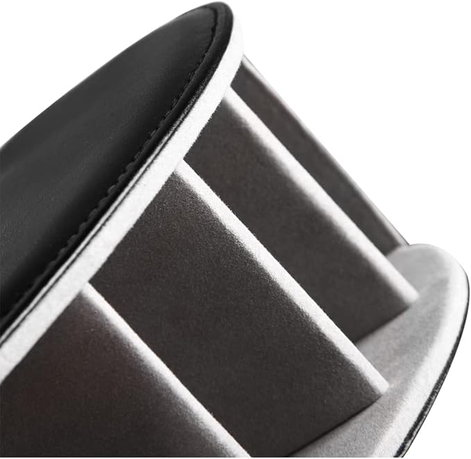 PU Leather Remote Control Holder with 5 Compartments - Storage Tray & Desktop Organizer for TV Remotes,Glasses,Pens,Accessories - Space-Saving Design for Bedside Table & Office Desk (Black)