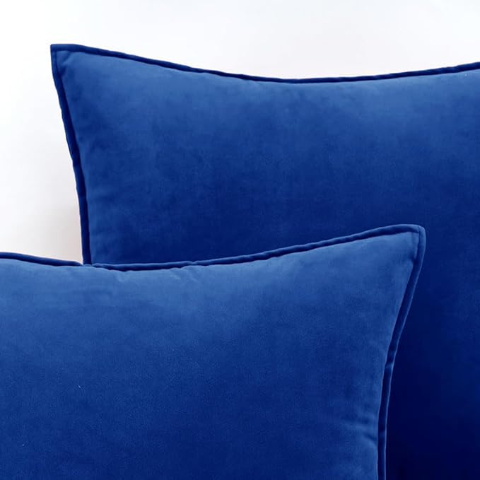 MIULEE Royal Blue Velvet Throw Pillow Covers 18x18 Soft Decorative Solid Square Cushion Cases Pack of 2 Modern Luxury Home Decor for Couch, Sofa, Bedroom