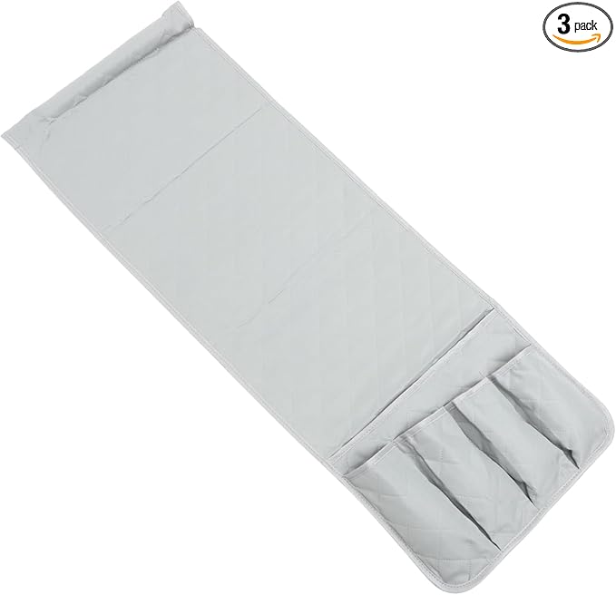 Amosfun 3pcs Storage Pouch Organizer Hanging Bag Zipper for Dorm Bedside Home Sofa Hospital Practical and Grey