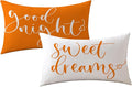Bedding Decorative Lumbar Pillowcases Sweet Dreams Good Night Cushion Covers Sleep Themed Decorative Throw Pillow Covers 12''x20'',2Pack Super Soft for Bedroom Guest Room Housewarming Gifts (Orange)