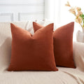 Throw Pillow Covers Rust Set of 2 22x22 Inch Pillow Covers, Soft Velvet Fall Decorative Cases for Couch Sofa Bed, Home Boho Decor, Modern Farmhouse Cushion Covers