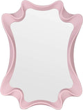Funerom 15.8 x 11.8 inch Irregular wall Mirror Small wall Mirror Wavy Mirror Pink