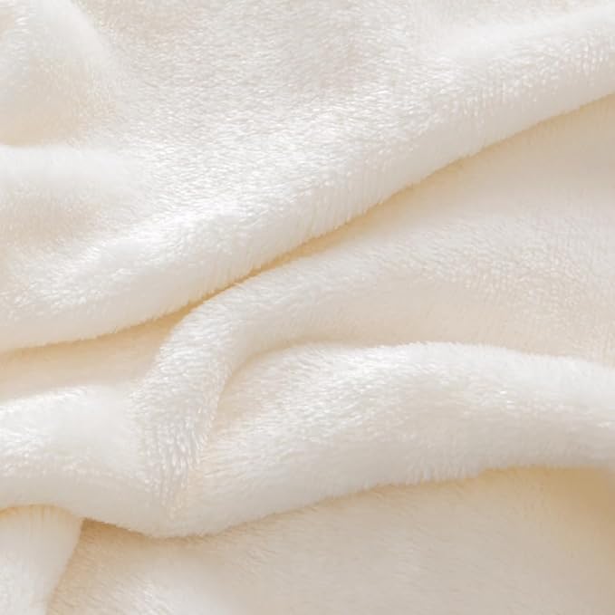 BEDELITE Flannel Sheets Queen Size White - Super Soft Fleece Sheets Set Fluffy Extra Plush, 4 Piece(Include Fitted Sheet, Flat Sheet, 2 Pillowcases)