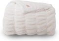 EVERGRACE Luxurious Soft Faux Rabbit Fur Throw Blanket, Cozy Fuzzy Plush Warm Throws for Couch Bed Sofa Chair Home Decor, Ruched Bubble Fluffy Blanket with Reversible Velvet, 50" x 60", Ivory White