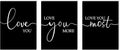 Love You More Wall Art: I Love You Signs Over Bed 12x16 Inch, Set of 3, Romantic Bedroom Decor, Modern Minimalist Master Bedroom Pictures Farmhouse Wall Decor Hanging Paintings