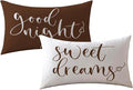 Bedding Decorative Lumbar Pillowcases Sweet Dreams Good Night Cushion Covers Sleep Themed Decorative Throw Pillow Covers 12''x20'',2Pack Super Soft for Bedroom Guest Room Housewarming Gifts (Brown)